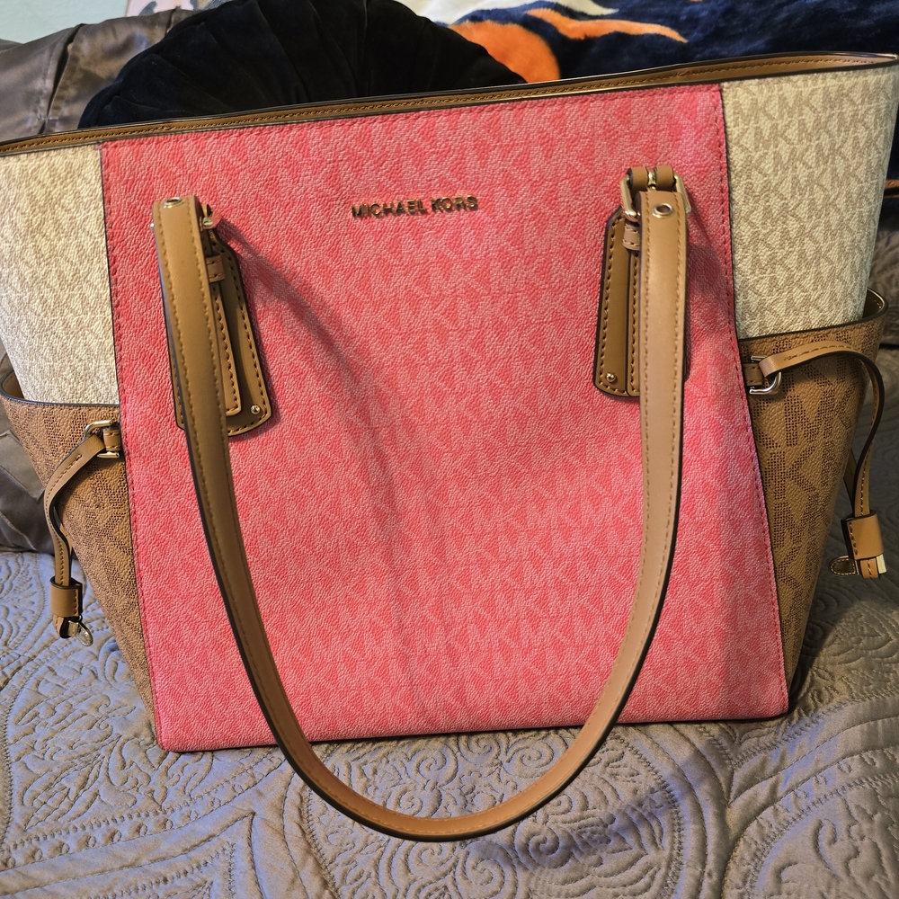 Michael Kors Pink and Brown Designer Handbag